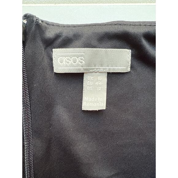 Black ASOS Midi Strapless Cocktail Dress Size 12 - Picture 3 of 5